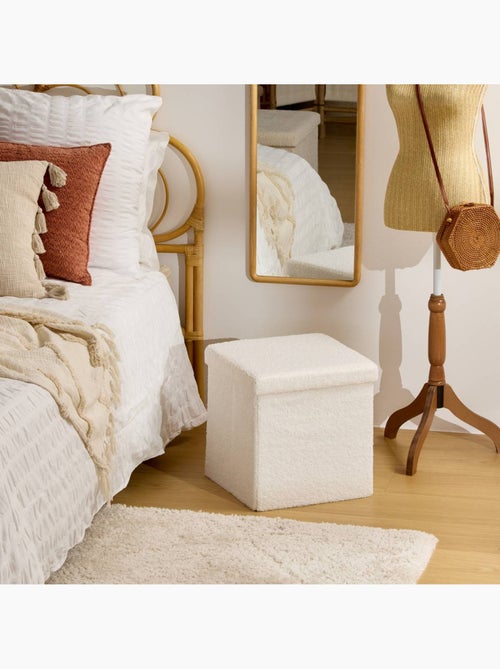 Pouf pliant coffre de rangement en tissu bouclette JAIKO - Kiabi