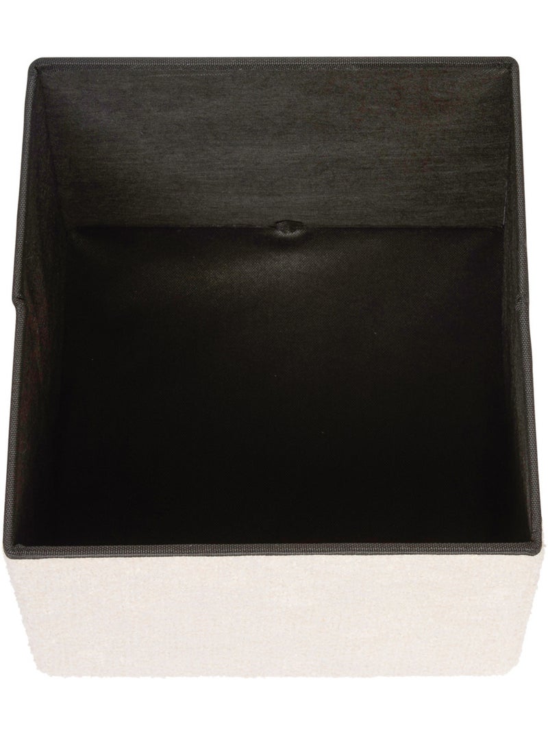 Pouf pliant coffre de rangement en tissu bouclette SOANA Ivoire - Kiabi
