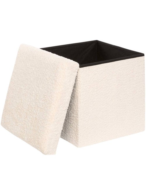 Pouf pliant coffre de rangement en tissu bouclette SOANA - Kiabi