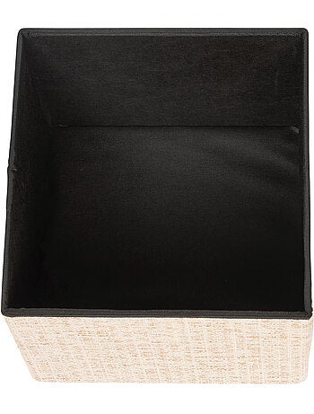 Pouf pliant coffre de rangement en tissu effet naturel OLMA