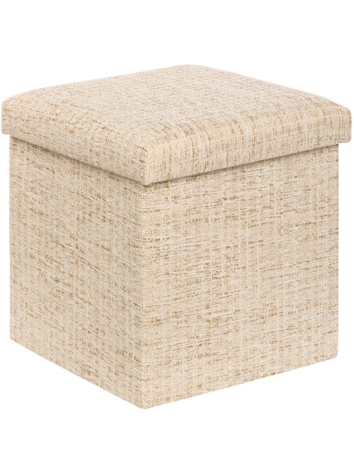 Pouf pliant coffre de rangement en tissu effet naturel OLMA - Kiabi