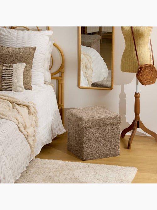 Pouf pliant coffre de rangement en tissu OXIA - Kiabi Pouf pliant coffre de rangement en tissu OXIA - Kiabi