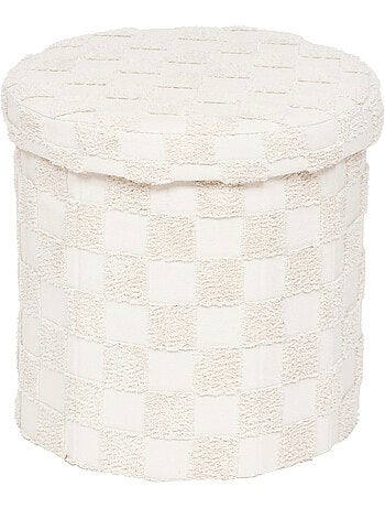 Pouf pliant coffre de rangement en tissu tufté PASTI