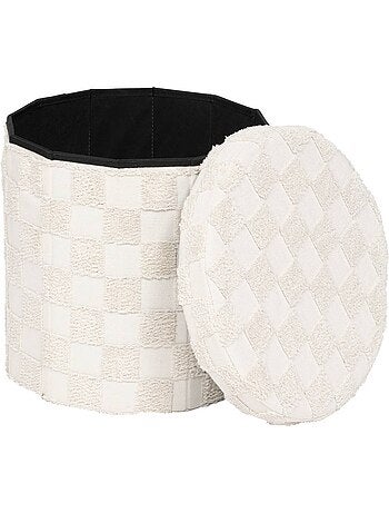 Pouf pliant coffre de rangement en tissu tufté PASTI