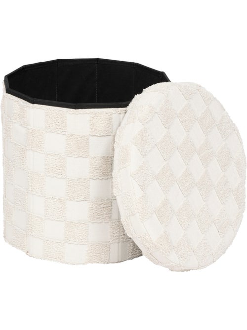 Pouf pliant coffre de rangement en tissu tufté PASTI - Kiabi Pouf pliant coffre de rangement en tissu tufté PASTI - Kiabi