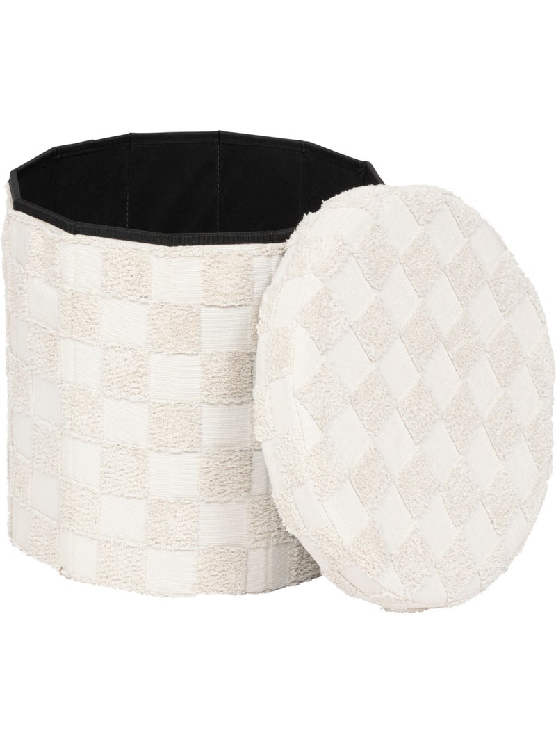 Pouf pliant coffre de rangement en tissu tufté PASTI Blanc - Kiabi
