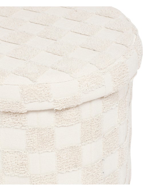 Pouf pliant coffre de rangement en tissu tufté PASTI - Kiabi Pouf pliant coffre de rangement en tissu tufté PASTI - Kiabi