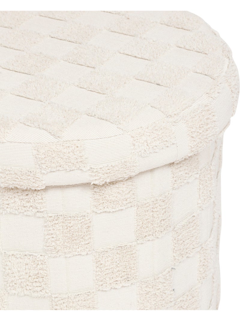 Pouf pliant coffre de rangement en tissu tufté PASTI Blanc - Kiabi