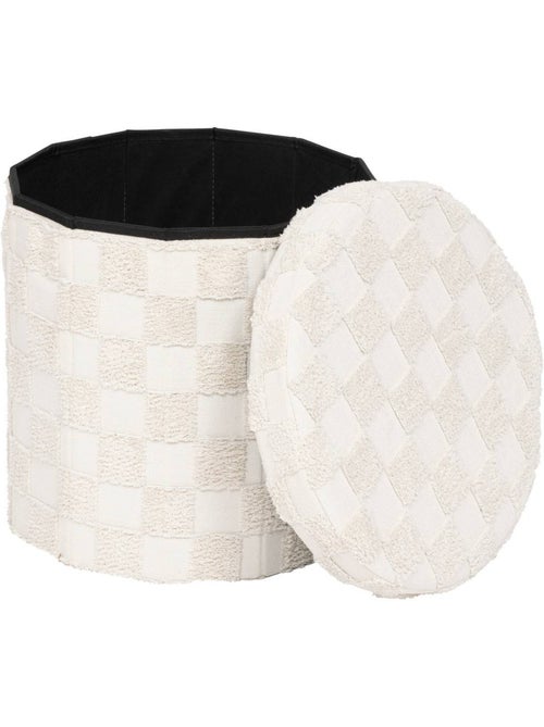 Pouf pliant coffre de rangement en tissu tufté PASTI - Kiabi