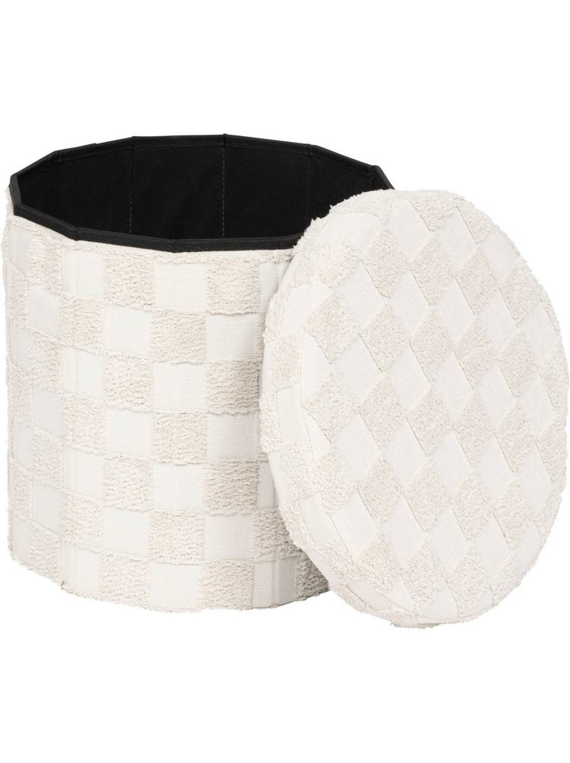 Pouf pliant coffre de rangement en tissu tufté PASTI Blanc - Kiabi