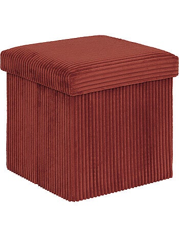 Pouf pliant coffre de rangement en velours côtelé arum