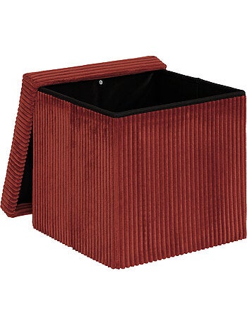 Pouf pliant coffre de rangement en velours côtelé arum