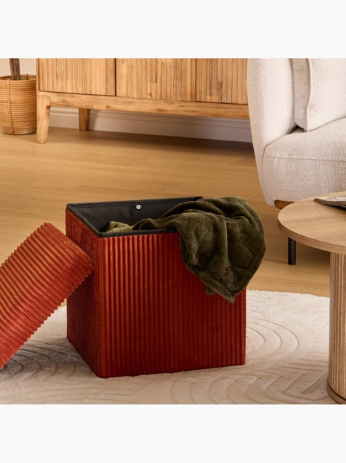 Pouf pliant coffre de rangement en velours côtelé arum - Kiabi Pouf pliant coffre de rangement en velours côtelé arum - Kiabi