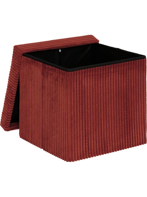 Pouf pliant coffre de rangement en velours côtelé arum - Kiabi Pouf pliant coffre de rangement en velours côtelé arum - Kiabi
