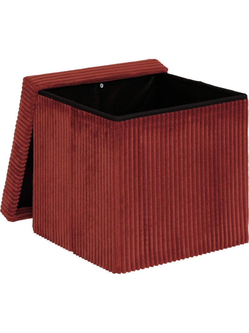 Pouf pliant coffre de rangement en velours côtelé arum Ambre - Kiabi