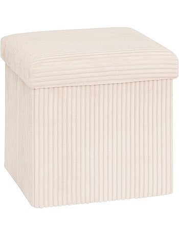 Pouf pliant coffre de rangement en velours côtelé arum