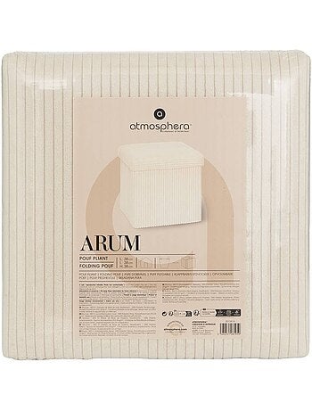 Pouf pliant coffre de rangement en velours côtelé arum