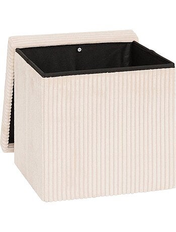 Pouf pliant coffre de rangement en velours côtelé arum