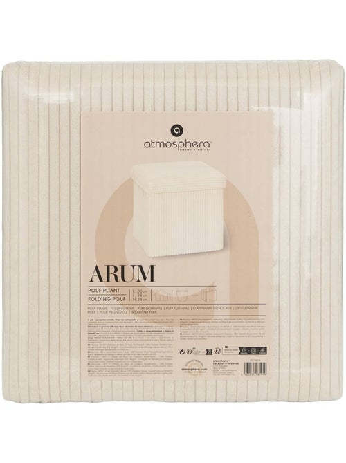 Pouf pliant coffre de rangement en velours côtelé arum - Kiabi Pouf pliant coffre de rangement en velours côtelé arum - Kiabi