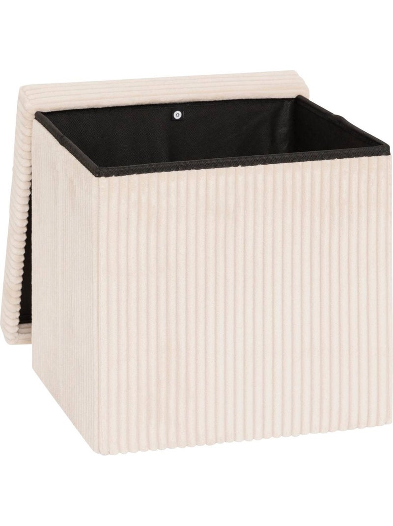 Pouf pliant coffre de rangement en velours côtelé arum Ivoire - Kiabi