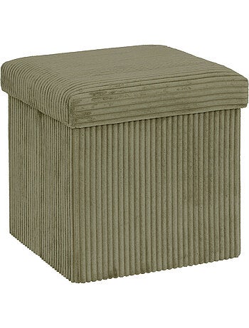Pouf pliant coffre de rangement en velours côtelé ARUM