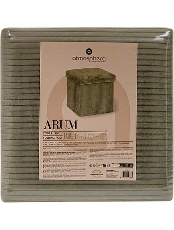 Pouf pliant coffre de rangement en velours côtelé ARUM