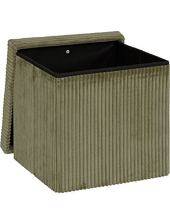 Pouf pliant coffre de rangement en velours côtelé ARUM