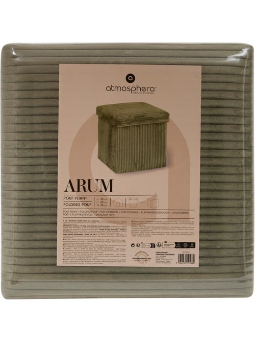 Pouf pliant coffre de rangement en velours côtelé ARUM - Kiabi Pouf pliant coffre de rangement en velours côtelé ARUM - Kiabi