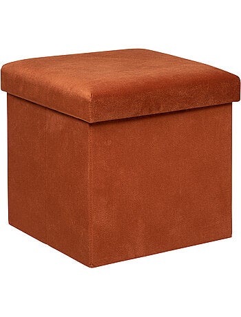 Pouf pliant coffre de rangement en velours LILOU