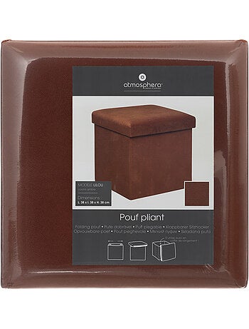 Pouf pliant coffre de rangement en velours LILOU