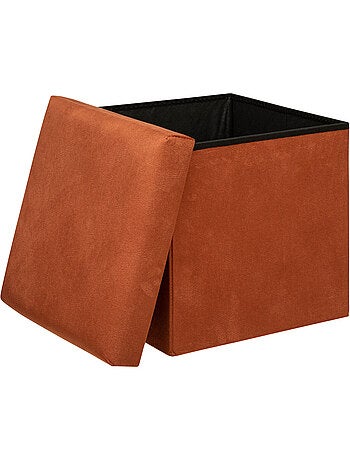 Pouf pliant coffre de rangement en velours LILOU