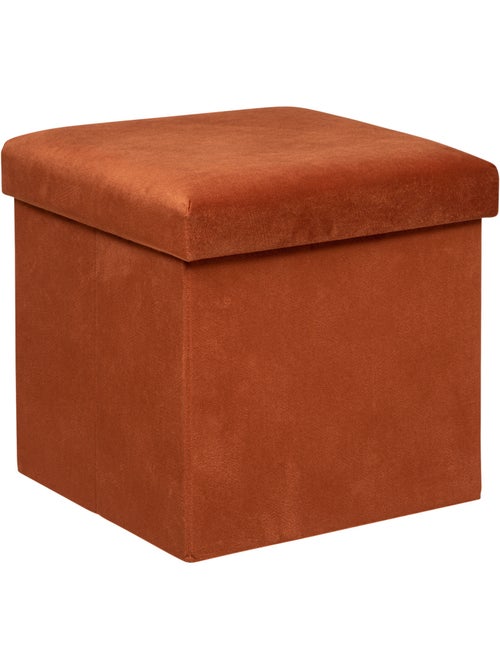 Pouf pliant coffre de rangement en velours LILOU - Kiabi