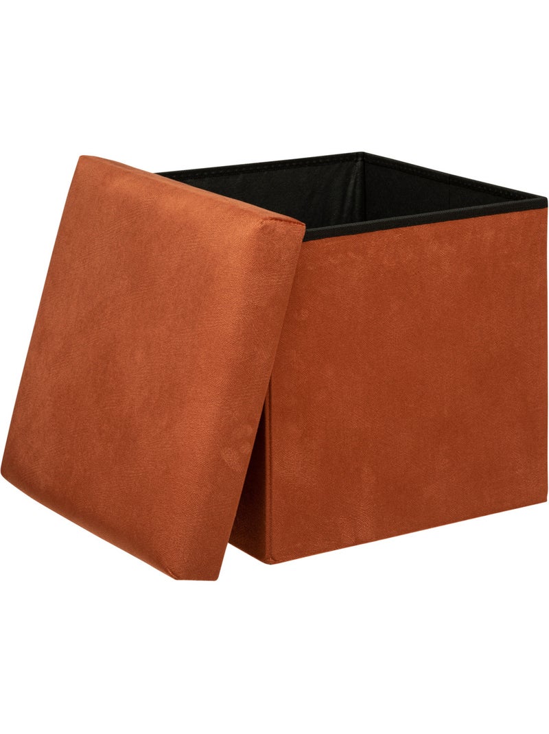 Pouf pliant coffre de rangement en velours LILOU Ambre - Kiabi