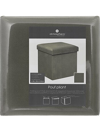 Pouf pliant coffre de rangement en velours LILOU