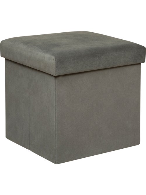 Pouf pliant coffre de rangement en velours LILOU - Kiabi
