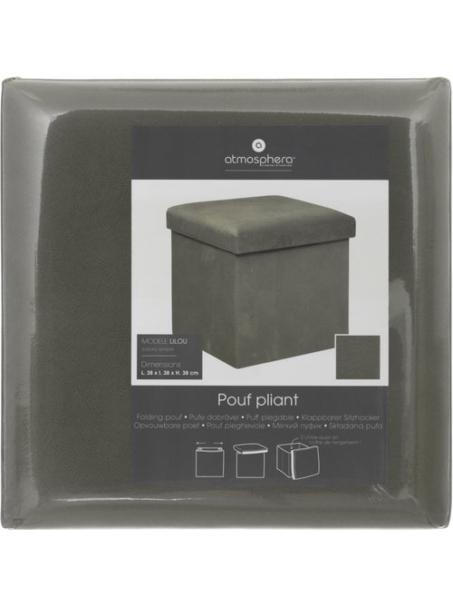 Pouf pliant coffre de rangement en velours LILOU - Kiabi