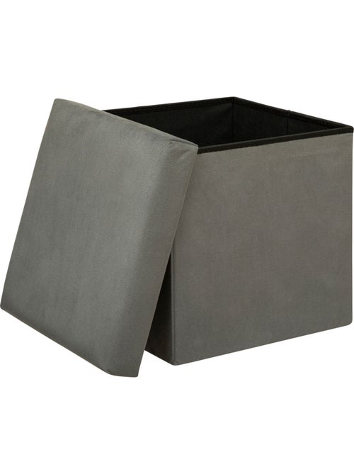 Pouf pliant coffre de rangement en velours LILOU - Kiabi