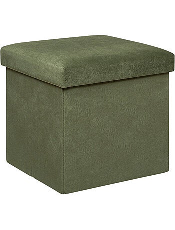 Pouf pliant coffre de rangement en velours LILOU