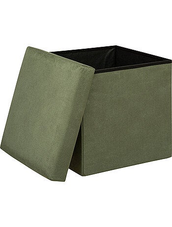 Pouf pliant coffre de rangement en velours LILOU