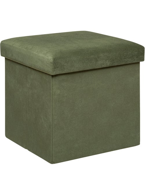 Pouf pliant coffre de rangement en velours LILOU - Kiabi