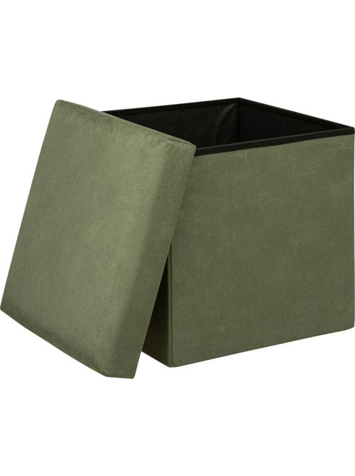 Pouf pliant coffre de rangement en velours LILOU - Kiabi