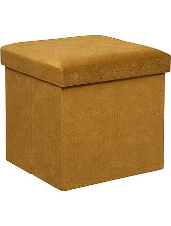 Pouf pliant coffre de rangement en velours LILOU