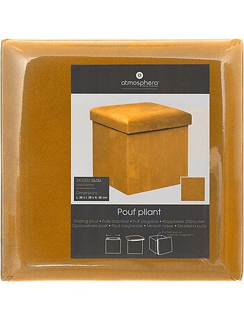 Pouf pliant coffre de rangement en velours LILOU