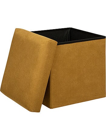 Pouf pliant coffre de rangement en velours LILOU