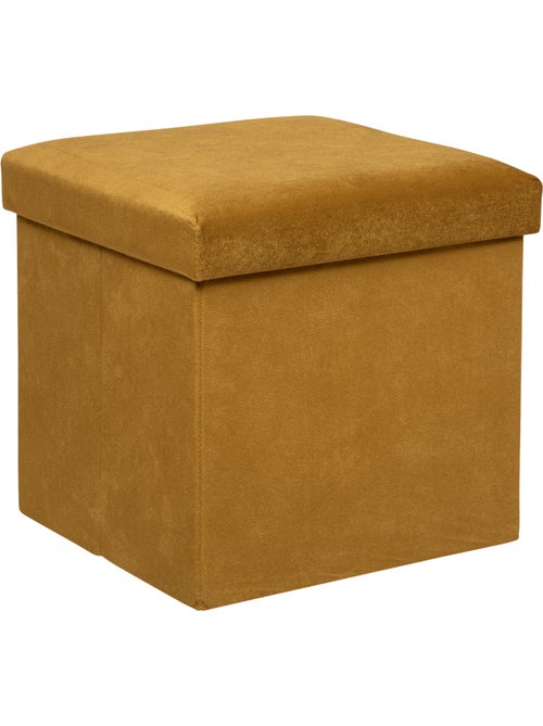 Pouf pliant coffre de rangement en velours LILOU - Kiabi Pouf pliant coffre de rangement en velours LILOU - Kiabi