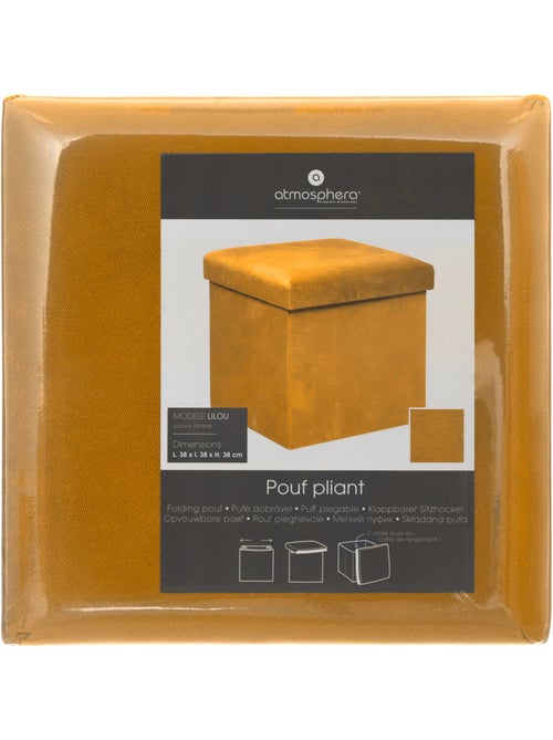 Pouf pliant coffre de rangement en velours LILOU - Kiabi Pouf pliant coffre de rangement en velours LILOU - Kiabi
