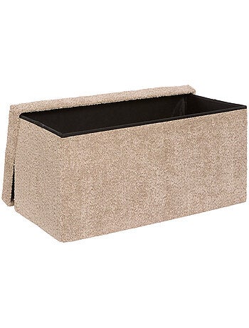 Pouf pliant coffre de rangement rectangulaire en bouclette SOANA