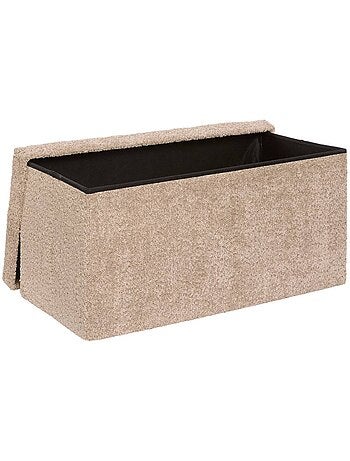 Pouf pliant coffre de rangement rectangulaire en bouclette SOANA
