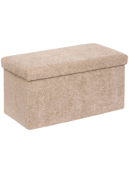 Pouf pliant coffre de rangement rectangulaire en bouclette SOANA - Kiabi