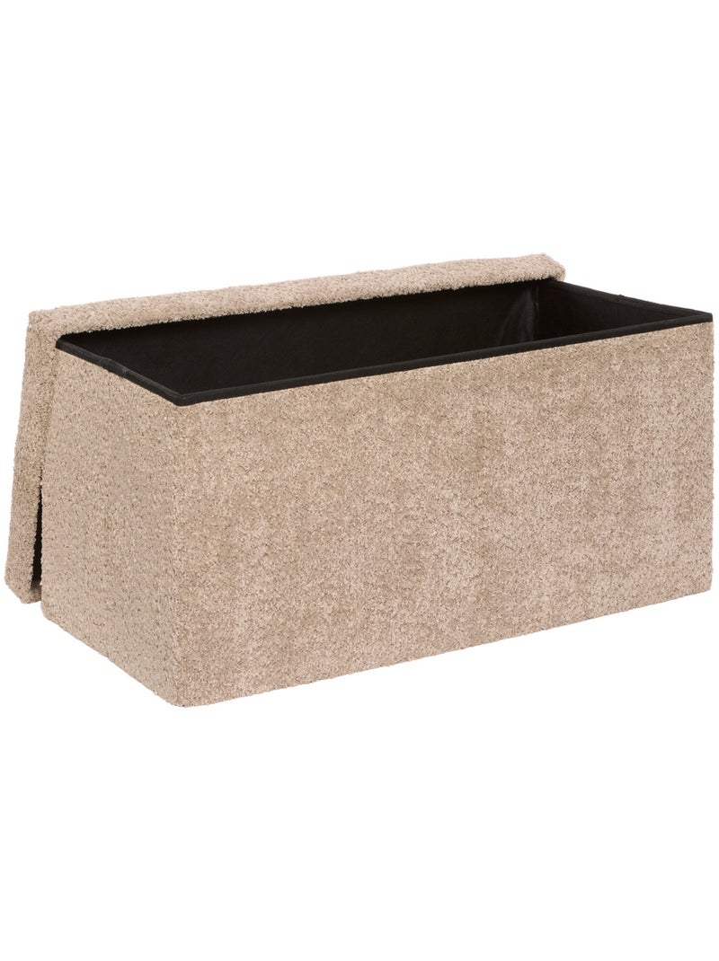 Pouf pliant coffre de rangement rectangulaire en bouclette SOANA Beige - Kiabi